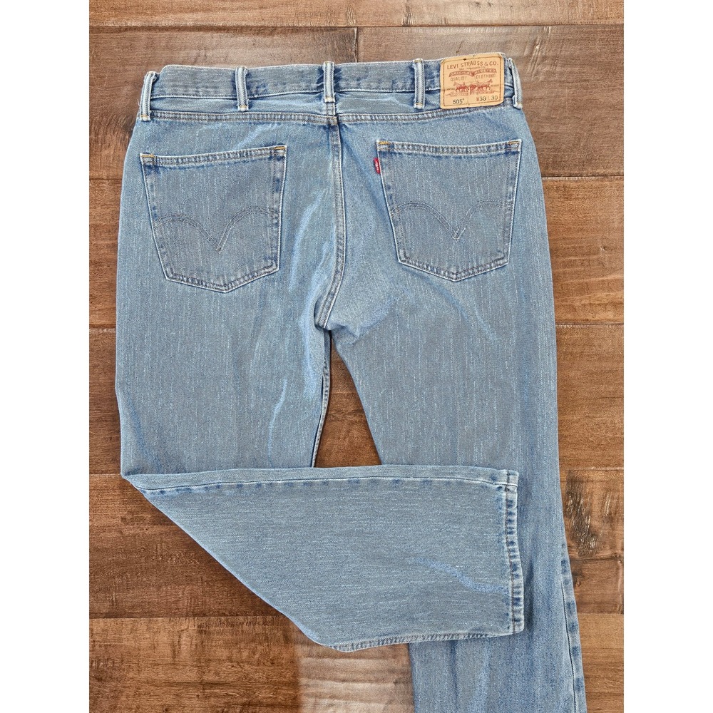 Y2K Levis 505 Straight Fit Skater Jeans 38x30 Medium Wash Blue Denim